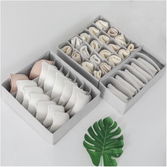 Bộ Hộp Vải Đựng Đồ Lót, Quần Áo, Tất Vớ Chia Ngăn Tủ Gấp Gọn Tiện Lợi Có Thể Gấp Gọn