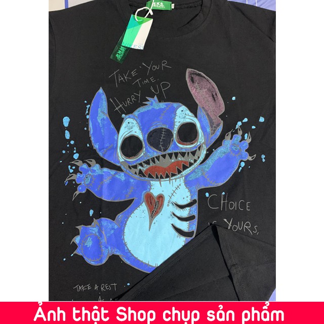 [Áo thun nam tay lỡ form rộng] Áo phông tay lỡ unisex STITCH of DISNEY, Áo phông nam form rộng đẹp màu đen chất cotton | BigBuy360 - bigbuy360.vn