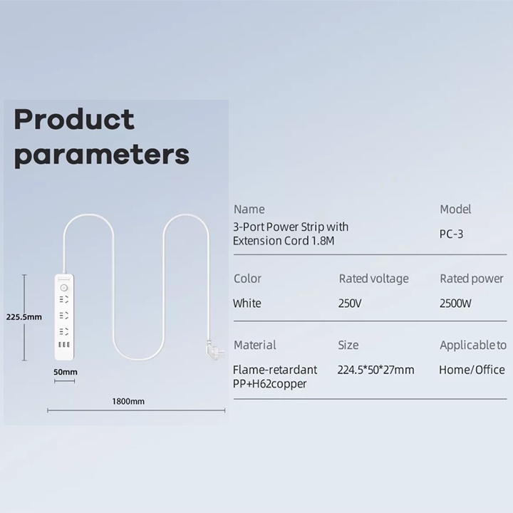 Ổ cắm điện thông minh Remax PC-3 hỗ trợ 3 cổng USB và 3 phích cắm - công suất tải lên đến 2500W