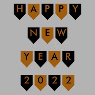 Dây cờ trang trí chữ Happy New Year màu vàng và đen dcny04