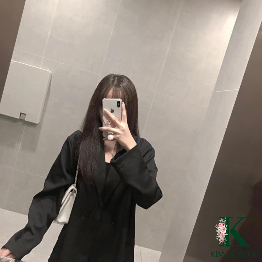 Set Blazer nữ kèm chân váy màu đen nâu phom rộng phong cách Ulzzang Hàn Quốc đi làm đi chơi đi học đi du lịch đủ size