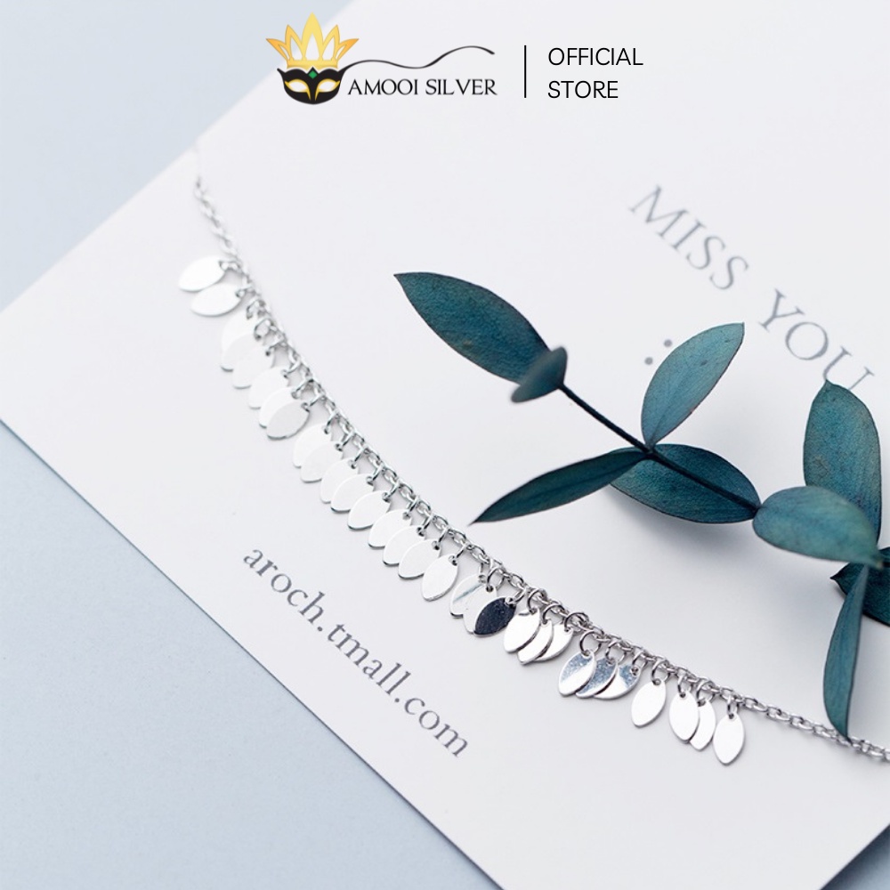 Lắc Chân Bạc Cao Cấp S925 Phối Mặt Hình Lá Đơn Giản - Amooi Silver AC01