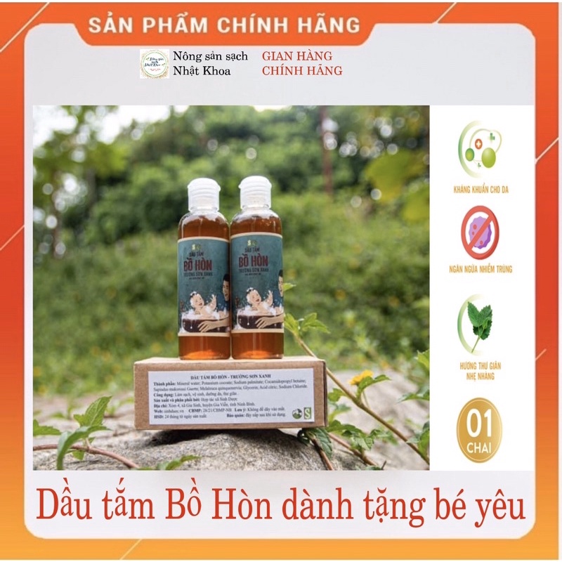 Dầu tắm, sữa tắm bồ hòn trường sơn xanh cho bé, mát da, chống rôm sảy, mẩn ngứa.