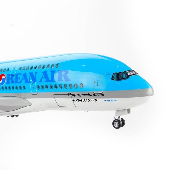 Mô hình máy bay tĩnh A380 Korean Air 47cm có bánh xe và đèn led