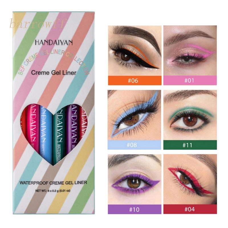 Bút Kẻ Mắt Dạng Gel Chống Nước 6 Màu Tùy Chọn Dành Cho Nữ
