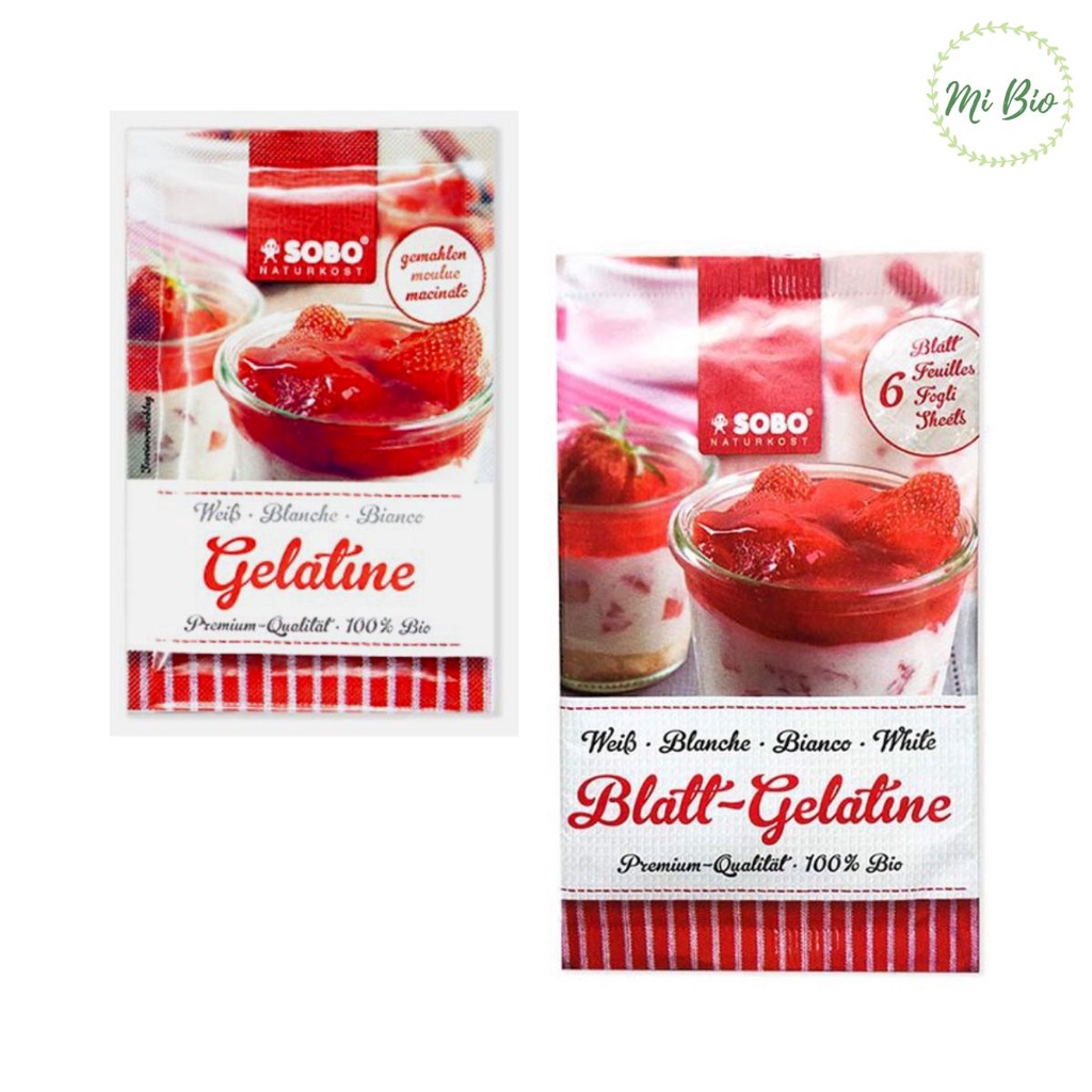 Gelatine hữu cơ dạng bột và lá làm thạch (Sobo)