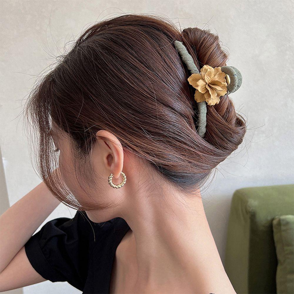 Kẹp Tóc Càng Cua Đính Hoa Hồng Lớn Kiểu Vintage Thời Trang Cho Nữ WMES15H Giá Đỡ