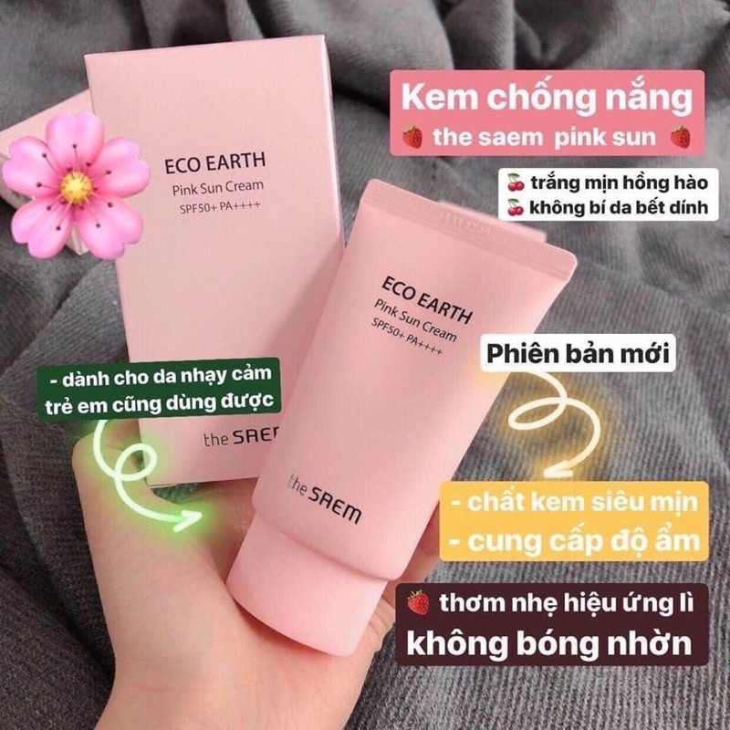 Kem chống nắng The SAEM Eco Earth Power Pink Sun Cream