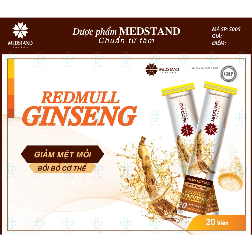 Viên Sủi Redmull Gingseng Chứa Nhân Sâm - Bổ Sung Vitamin, Giảm Mệt Mỏi, Tăng Sức Đề Kháng