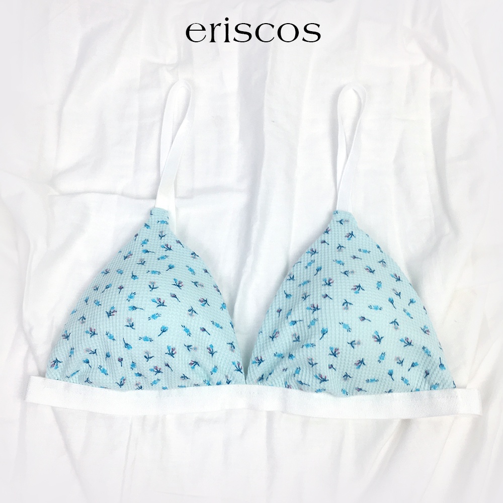 Áo lót cotton nữ không gọng tặng kèm đệm họa tiết hoa xinh xắn đáng yêu _ eriscos