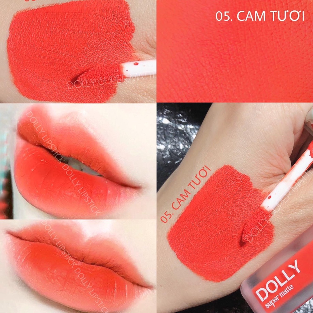 Son Lì Son Kem SUPER MATTE Không Chì Cao Cấp Chính Hãng Màu cam Tươi