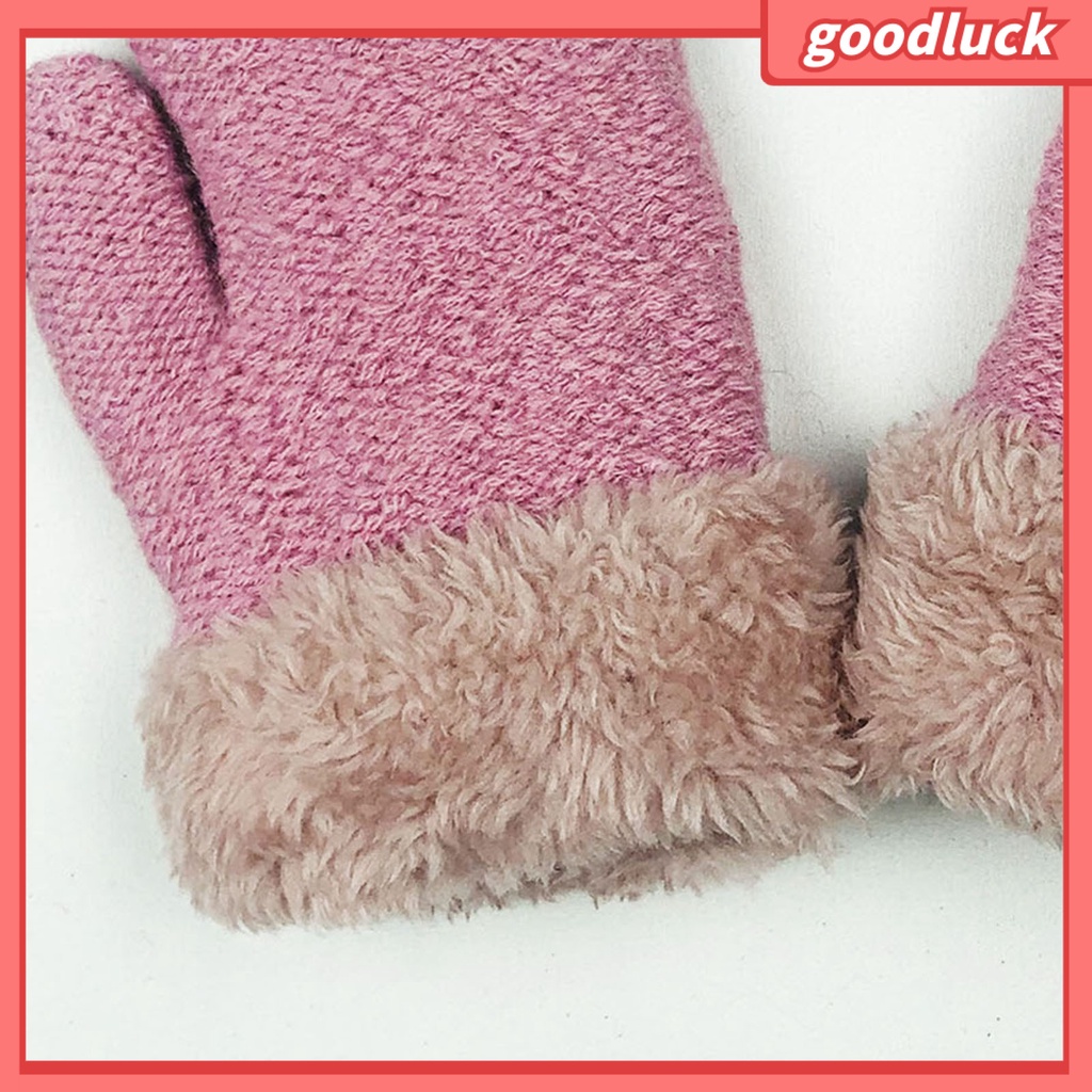 1 Đôi Găng Tay Dệt Kim Dày Dặn Màu Trơn Giữ Ấm Mùa Thu Đông Cho Bé 0-5 Tuổi