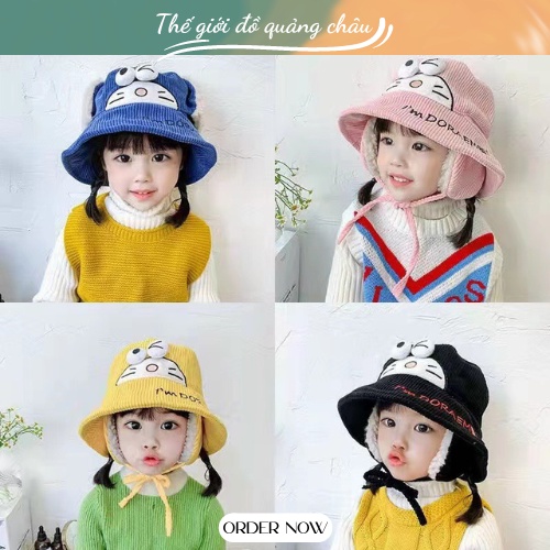 Nón mũ nhung kém bịt tai lót lông ấm áp cho bé mẫu mới Hàng Quảng Châu (102)