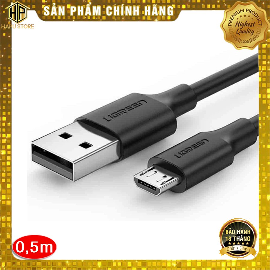 Ugreen 60135 - Cáp sạc nhanh 2.4 A dài 0,5m chuẩn Micro USB cao cấp - Hapustore