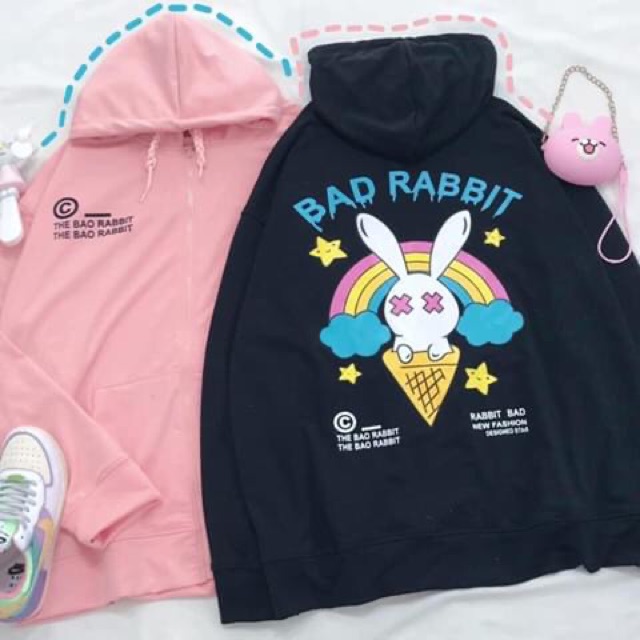 ÁO KHOÁC DÂY KÉO / HOODIE ZIP UNISEX BAD RABBIT