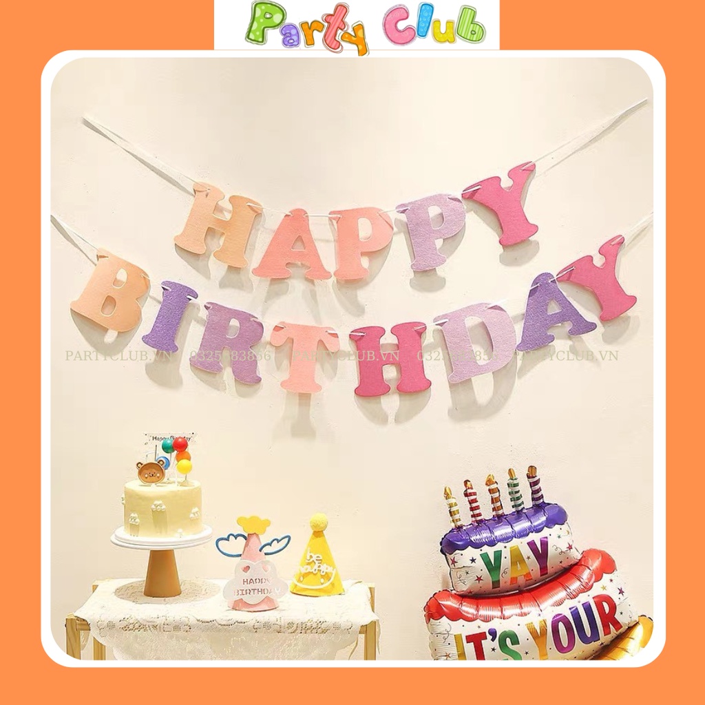 Dây treo chữ HAPPY BIRTH DAY nỉ nhiều màu trang trí sinh nhật