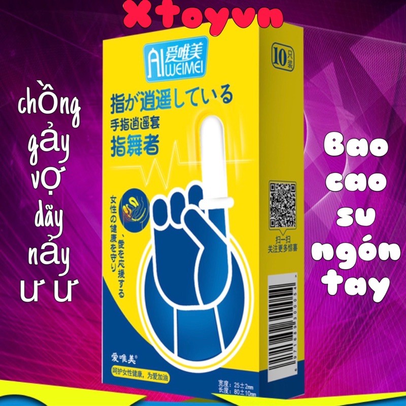 Bao cao su ngón tay Aiweimei - tha hồ chọc ngoáy - hộp 10 cái