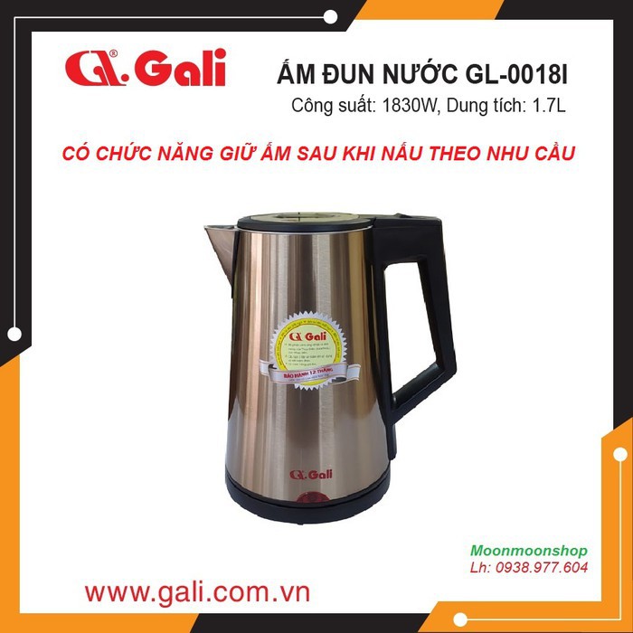 Ấm đun nước siêu tốc 03 lớp,Gali 1,7 lít, 1800w, giữ ấm theo nhu cầu, đạt yêu cầu của bộ y tế