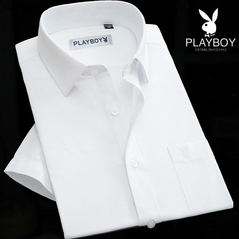 Áo bông tay đôi chuyên nghiệp Playboy ngắn áo trắng. Đàn ông tuổi trung niên và trẻ trung mặc váy không phải s ắt Sleeve