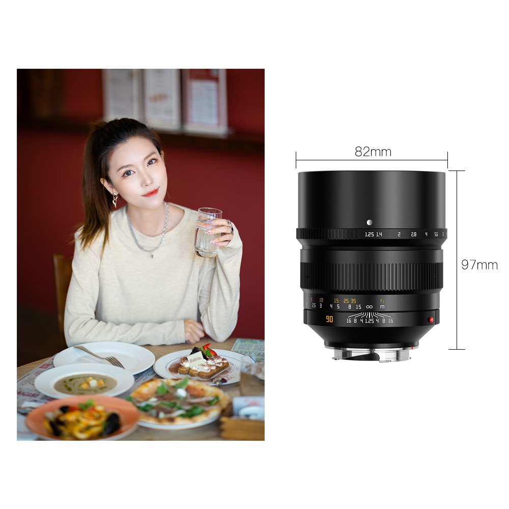 Ống kính TTArtisan 90mm F1.25 lens chân dung cho Leica M, Leica L, Sony, Nikon Z, Canon R, Fujifilm GFX, HASSELBLAD X1D