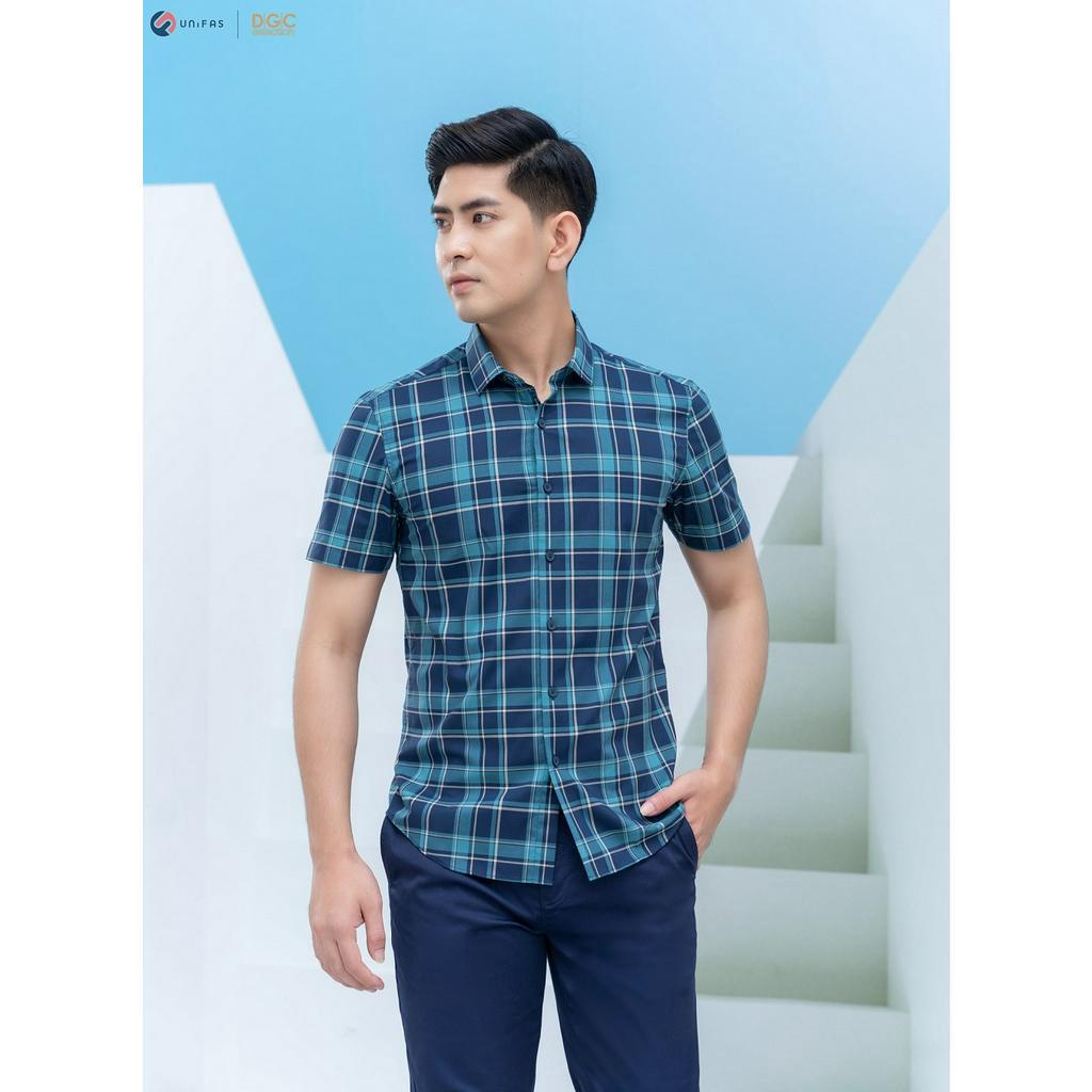 Áo sơ mi ngắn tay DGC - SASNBC33M dáng ôm, chất liệu 100% cotton, thoáng mát, thấm hút tốt