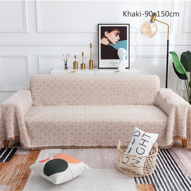 Tấm trải ghế sofa MENGNI sợi cotton dệt phong cách Bắc Âu tối giản