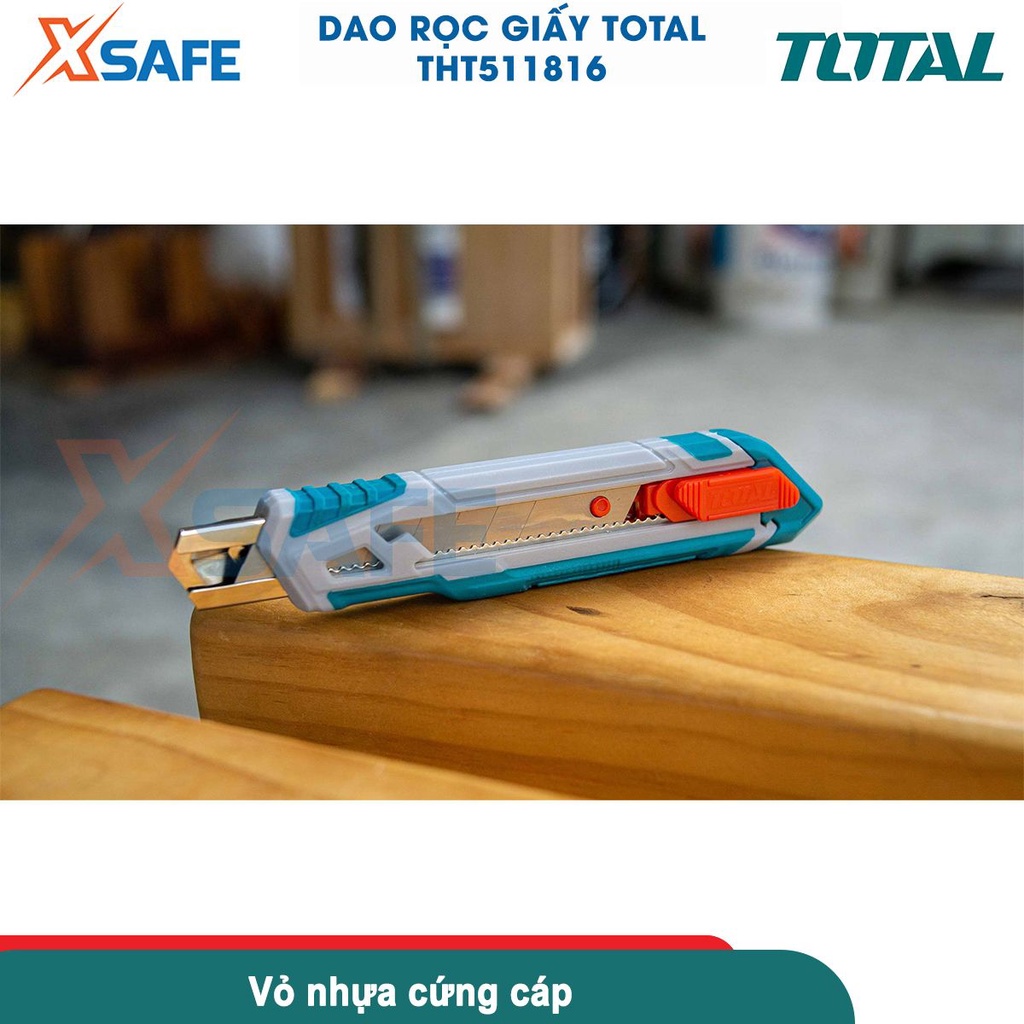 Dao rọc giấy cao cấp TOTAL THT511816 kèm 1 lưỡi dao chất liệu SK5, dùng cắt giấy, băng keo, bìa carton - [CHÍNH HÃNG]