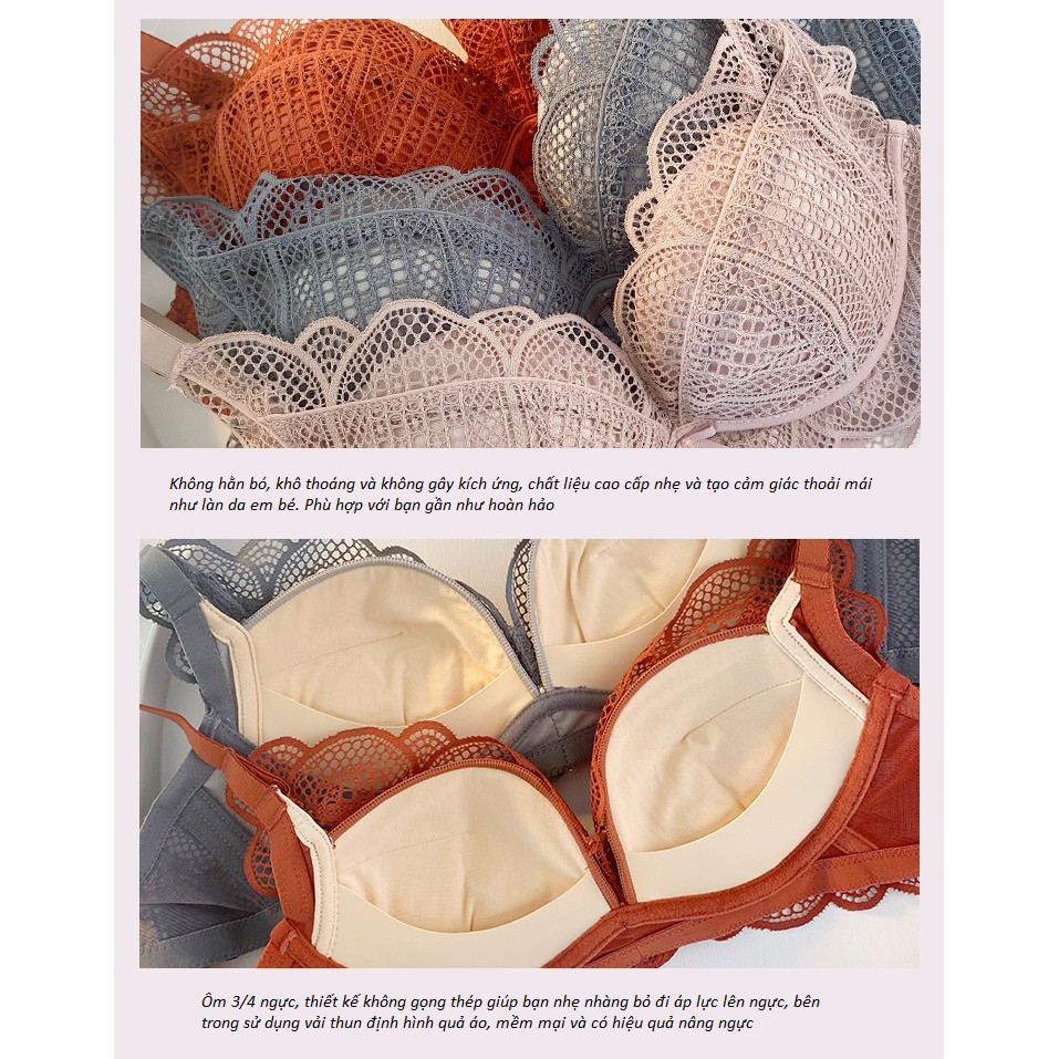 Áo Lót Ren Không Gọng Đệm Mỏng Nâng Nhẹ Siêu Thoáng B449