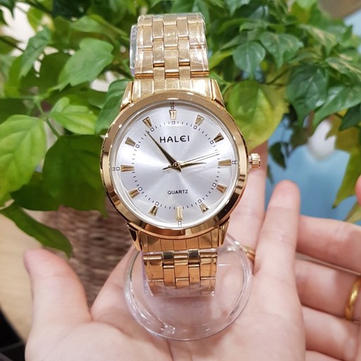 Đồng hồ cặp đôi nam nữ Halei mặt trắng dây da kim loại chính hãng Tony Watch 68 | BigBuy360 - bigbuy360.vn