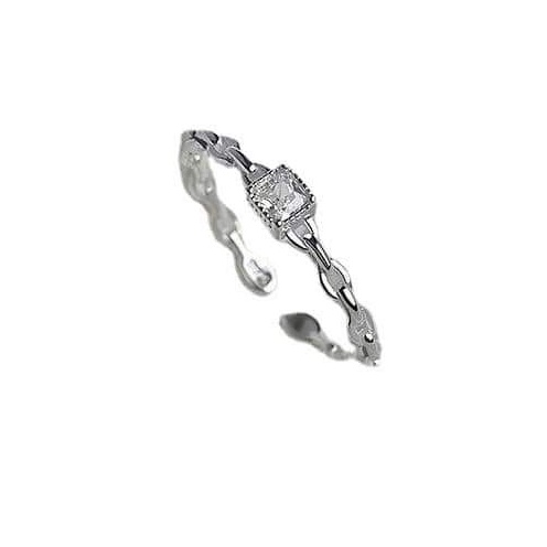 Nhẫn nữ mặt đá vuông thân xoắn - chuẩn bạc ý 925 - Anchi jewelry ACJ3282
