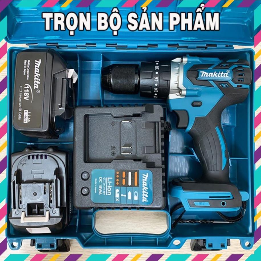 Khoan Pin Makita 118v không chổi than, Động cơ kích từ, Pin 10 Cell  . .