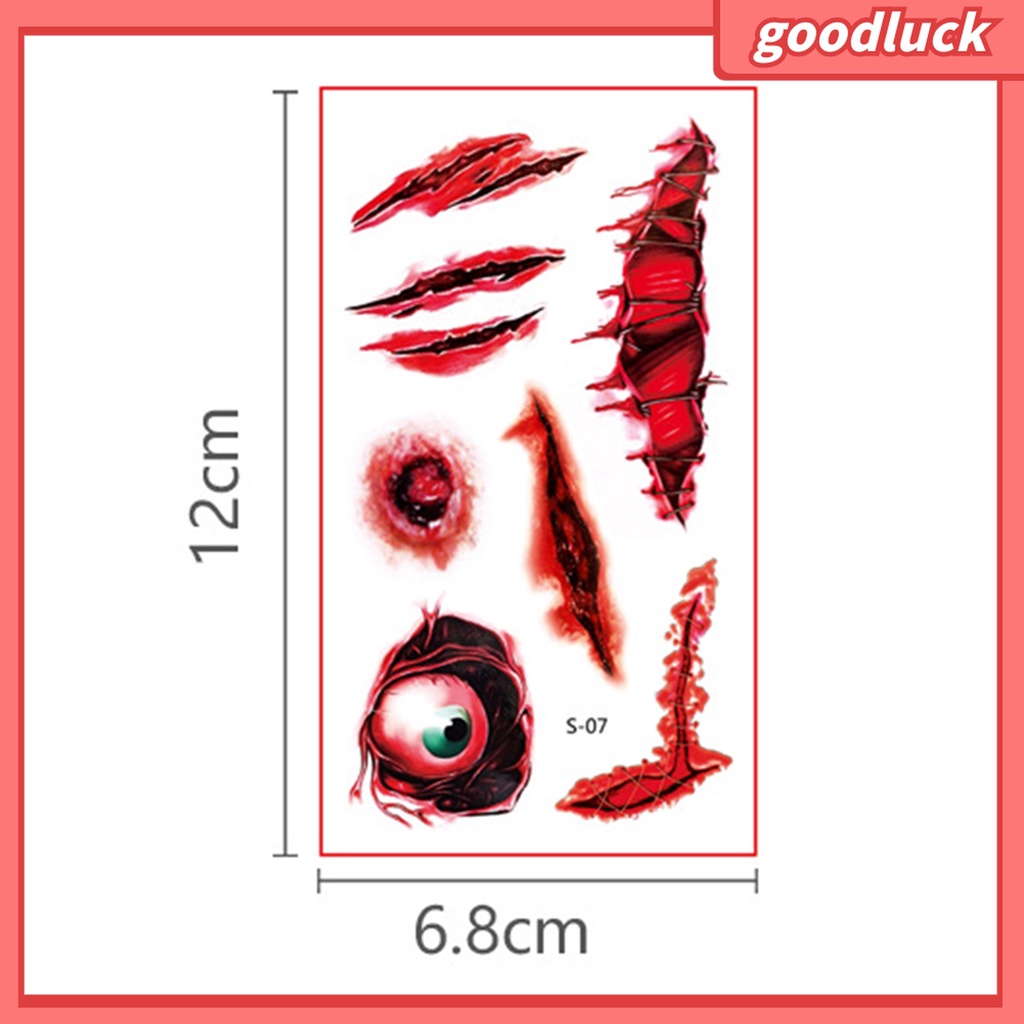 Set 10 Tấm Hình Xăm Dán Tạo Hiệu Ứng 3D Không Gây Đau Dùng Hóa Trang Halloween