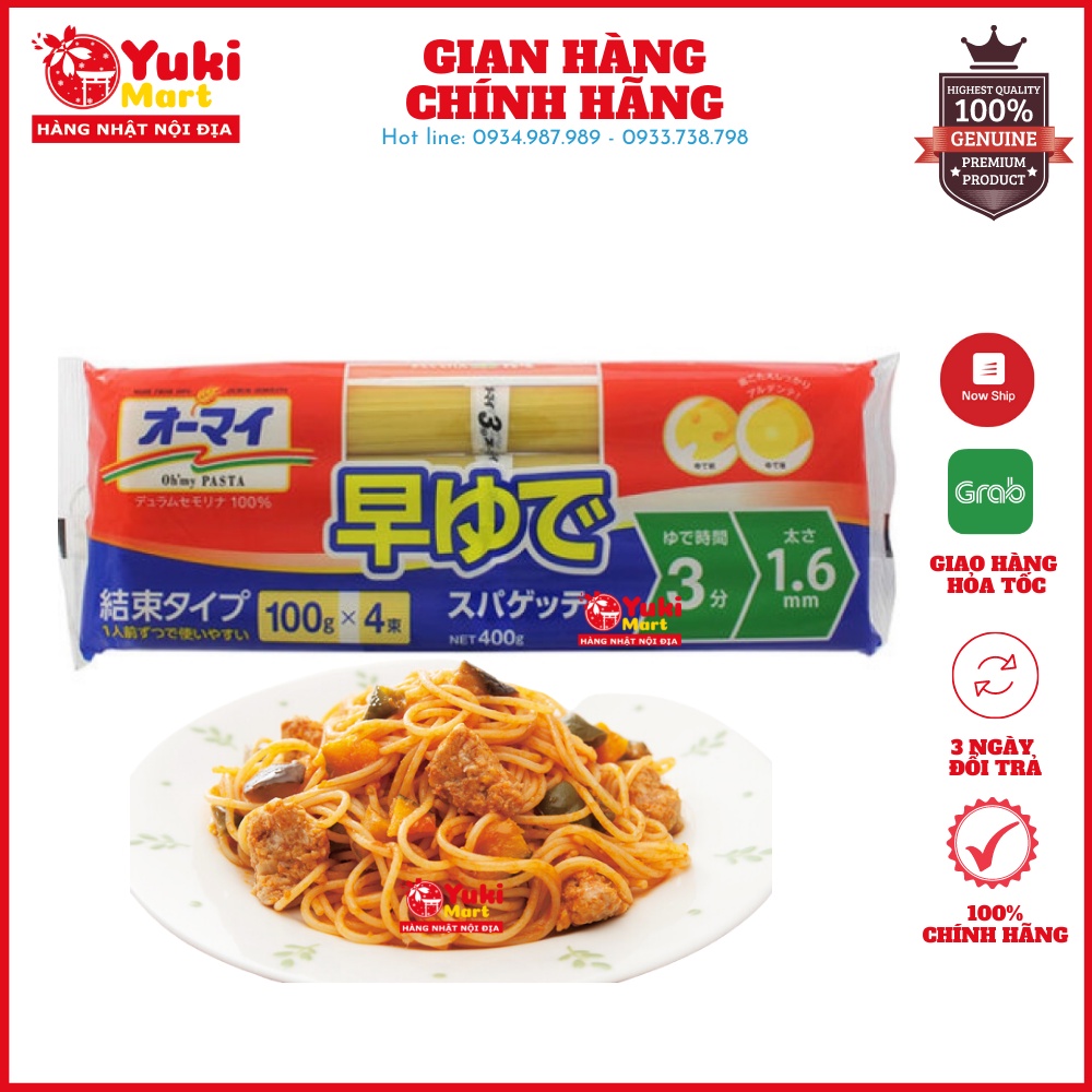 Mì ý Spaghetti Nippon 1.6mm 400g nội địa Nhật Bản