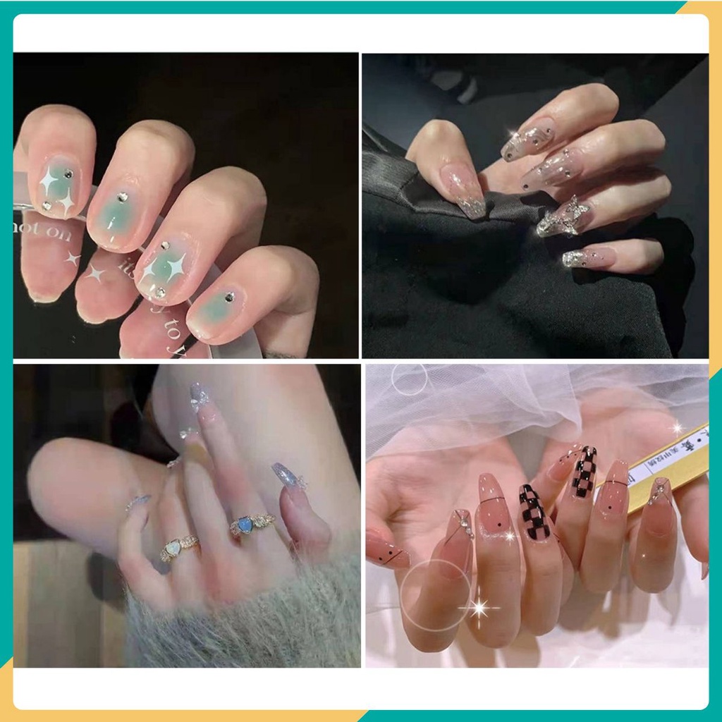 Bộ 24 móng tay giả đính đá mẫu mới