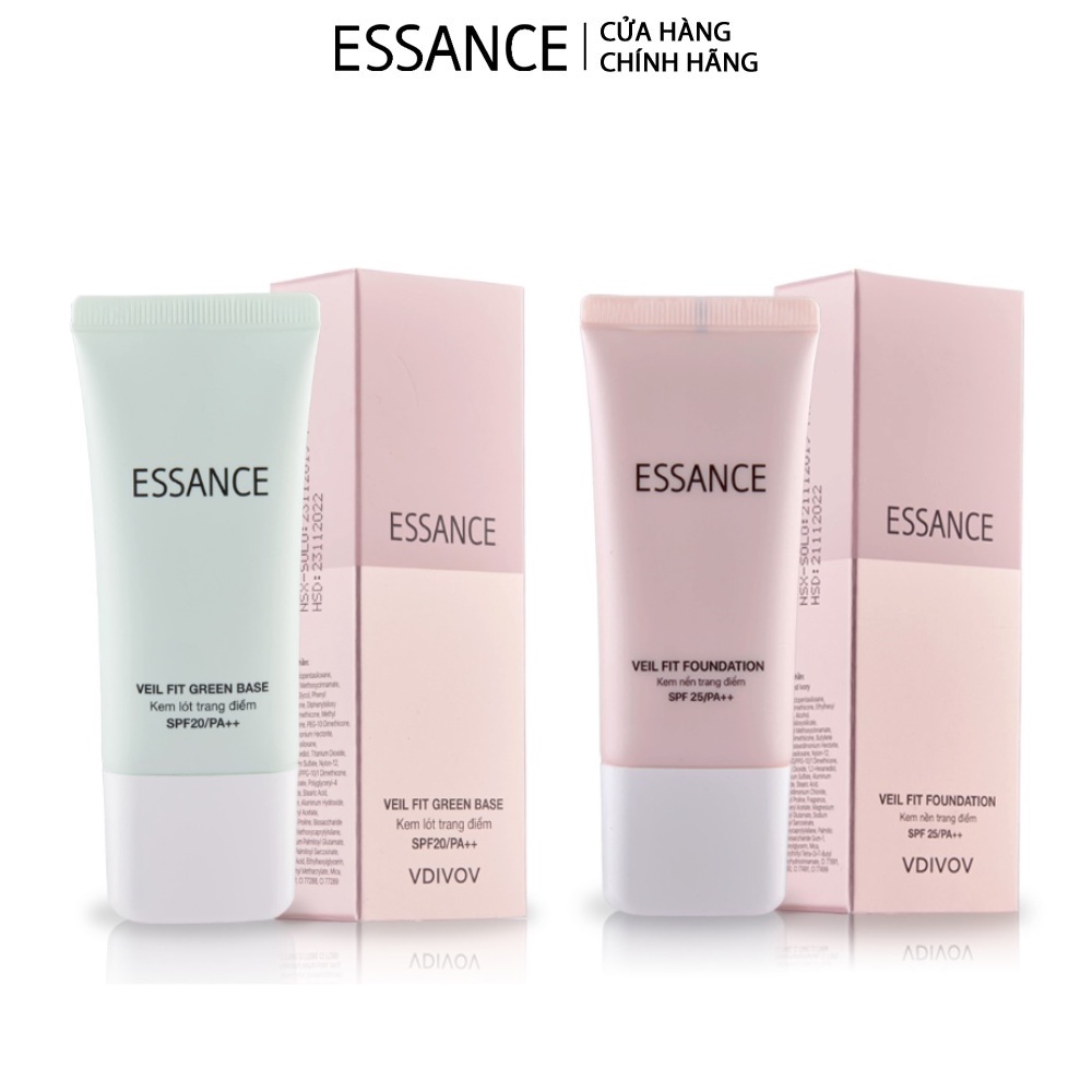 Combo Kem nền bền màu che khuyết điểm toàn diện và Kem lót hiệu chỉnh sắc da kiểm soát dầu Essance | BigBuy360 - bigbuy360.vn