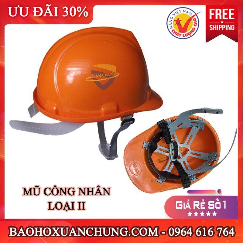 GIÁ RẺ - Mũ bảo hộ lao động, Mũ công nhân xây dựng nút cài, mũ công trường