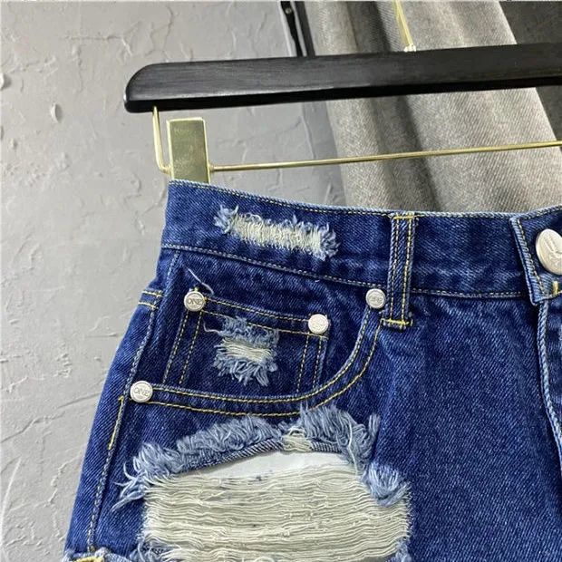 FXDAZI Bán Chạy!F & X Quần Short Denim Màu Đen Phối Rách Phong Cách Hàn Quốc Thời Trang Mùa Hè Cho Nữ 2022