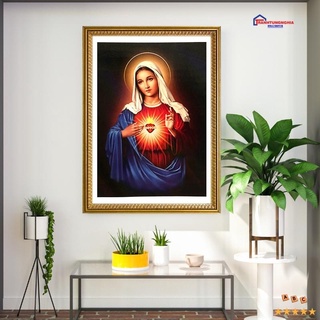 Tranh đính đá DD9520 (65cm x 53cm), tranh thêu chữ thập đức mẹ DV6344 DV6338 (45cm x 55cm)