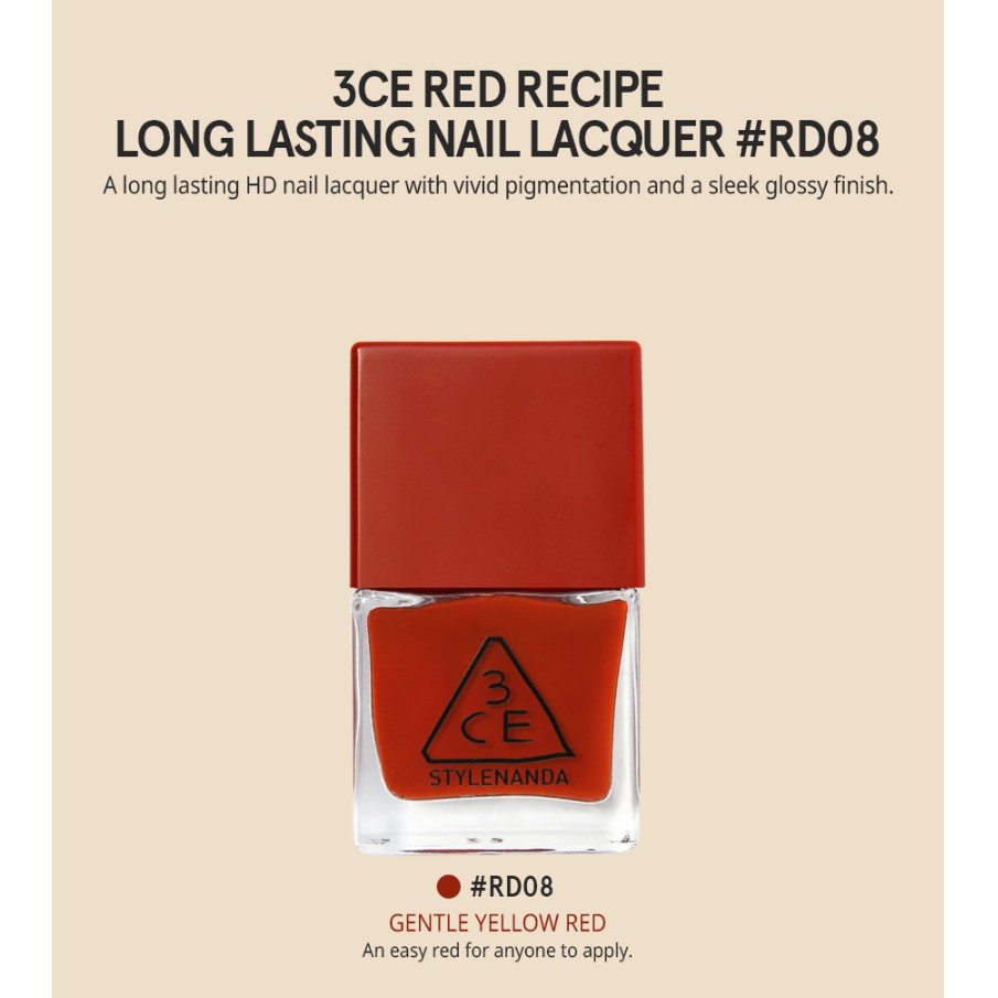 SƠN MÓNG TAY [3CE] RED RECIPE LONG LASTING NAIL LACQUER #RD08