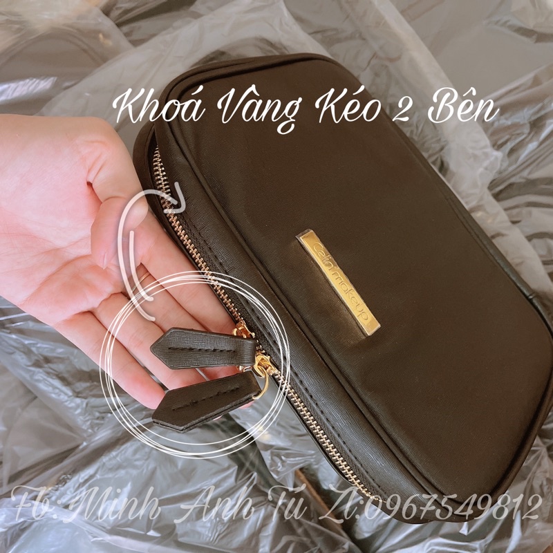 Túi Đựng Cọ trang điểm bao da Celin Khóa Vàng Cao Cấp Siêu Bền Chính Hãng