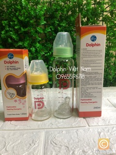 Bình sữa thuỷ tinh 120ml/240ml Dolphin