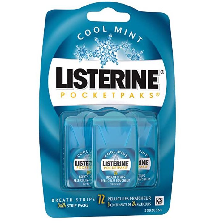 [Hàng Chuẩn Mỹ] Hộp 72 miếng ngậm Thơm Miệng khẩn cấp Listerine Pocketpaks