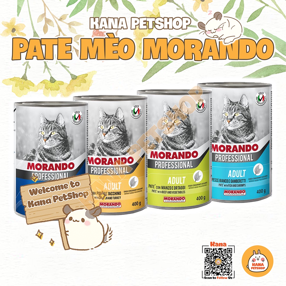 Pate Cho Mèo Morando Của Ý  FreeShip  Pate Morando Lon 400G Thức Ăn Cho Mèo Mau Béo 4 Hương Vị Siêu Ngon