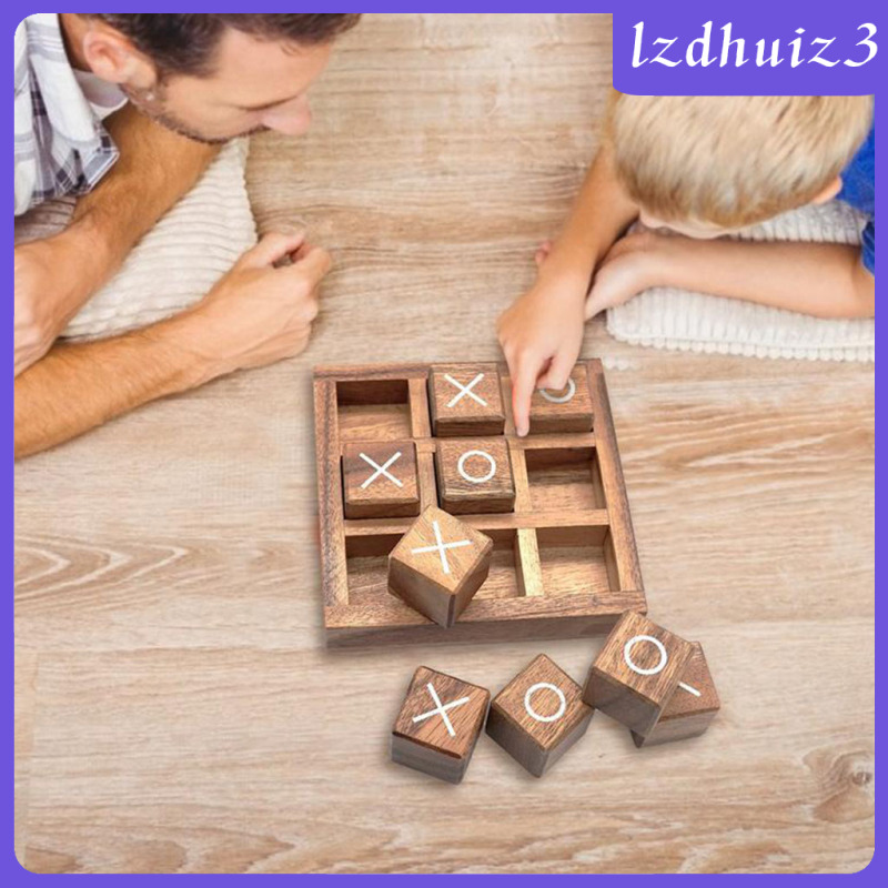 Gemgem Loey Wooden Tic Tac Toe/ Noughts and Crosses Game Unique Handmade Quality Wood Family Board Games