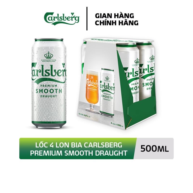 [Mã BMBAU50 giảm 7% đơn 99K] Lốc 4 lon bia Carlsberg Smooth (500ml/lon)