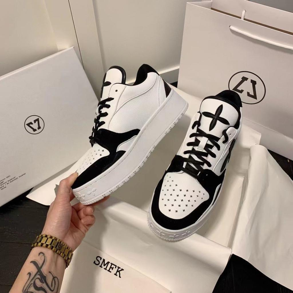 Smfk Giày Thể Thao Bằng Da Thật Đế Dày Tăng Chiều Cao Phối Màu Phong Cách Preppy Thời Trang Mùa Xuân 2022