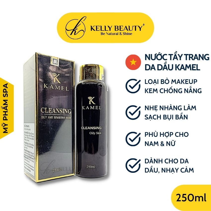Nước Tẩy Trang Da Dầu KAMEL 250ml – Loại Bỏ Lớp Makeup & Kem Chống Nắng, Bụi Bẩn, Làm Sạch Da | KELLY BEAUTY