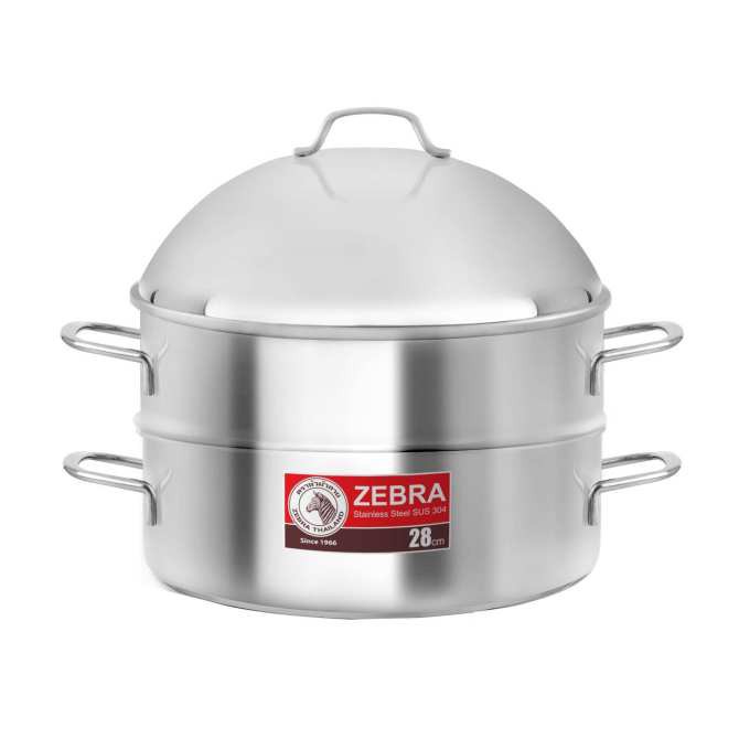 Bộ nồi xửng hấp cao cấp Zebra Thái Lan nắp kính ( 24cm / 28cm ) , Inox 304, tương thích mọi bếp, bếp từ, gas, hồng ngoại