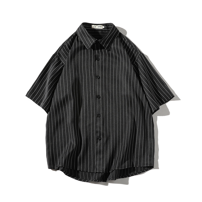 Áo sơ mi tay ngắn họa tiết kẻ sọc phong cách Hàn Quốc thời trang cho nam