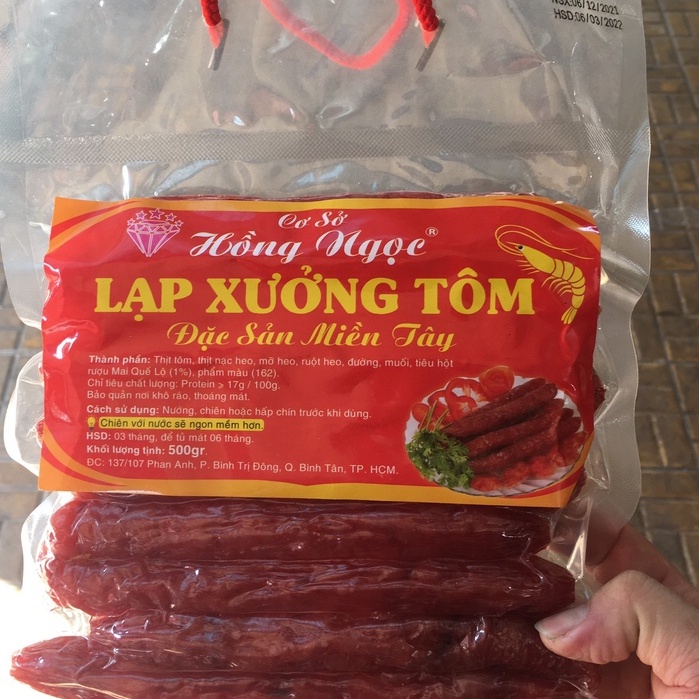 Lạp xưởng Tôm loại ngon túi hút chân không 500gram như hình